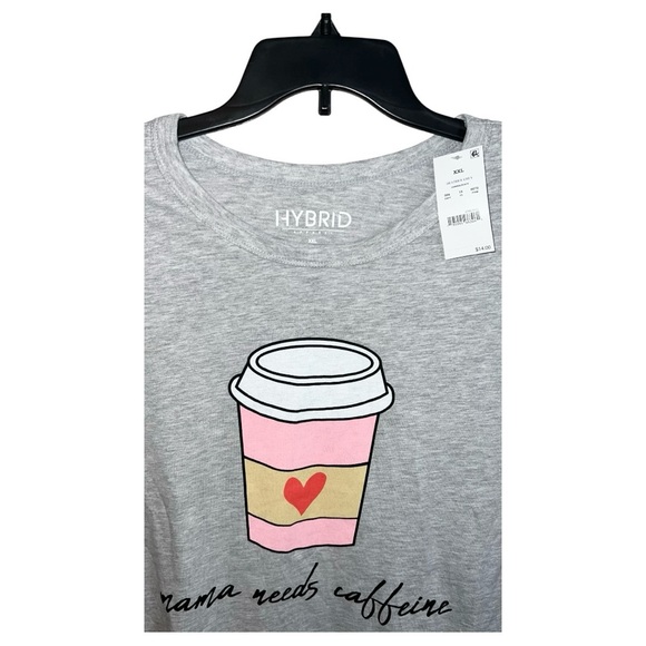 Hybrid Apparel Shirt Women’s Size XXL Mama Needs Caffeine Graphic Short Sleeve - Picture 2 of 4